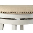 thumbnail image 6 of Backless Round Swivel Stool in Beige Fabric in White-Wash Finish 2 Pack, 6 of 8