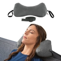 Sleep Log Bone Shaped Chiropractic Neck and Back Pillow for Cervical Support, Adjustable Firmness - Travel or Use at Home, 15" x 7" x 7", 60" Strap