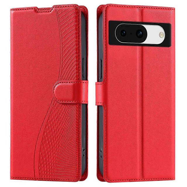 For Google Pixel 8a Case Dots Imprinted PU Leather Flip Phone Cover with Card Slot, Strap - Black