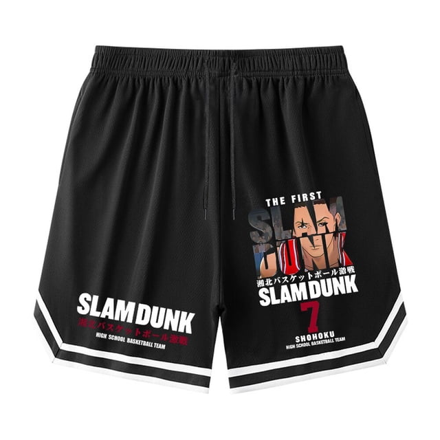 Pantalones cortos de Anime Slam Dunk para hombre, pantalones cortos de baloncesto SHOHOKU Sakuragi Hanamichi, pantalones casuales de verano de gran tamaño, pantalones de cinco puntos para correr