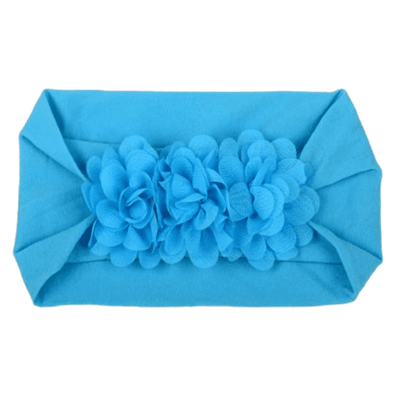Kids Floral Stretchy Turban Headbands -Aqua