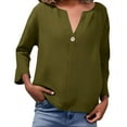 thumbnail image 6 of Heisall Womens Blouse 3/4 Sleeve V Neck Button Solid Color, 6 of 8