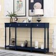 thumbnail image 2 of Kadyn Solid Wood Console Table, Modern Classic Entryway Table with Storage Shelf and Drawer, Narrow Long Sofa Entryway Table for Home, Navy, 2 of 9