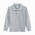 thumbnail image 5 of HCNTES Big Boy's Polo Shirts Long Sleeved Solid Color Basic Polos Breathable Basic Undershirt(Grey,16-17 Years), 5 of 5