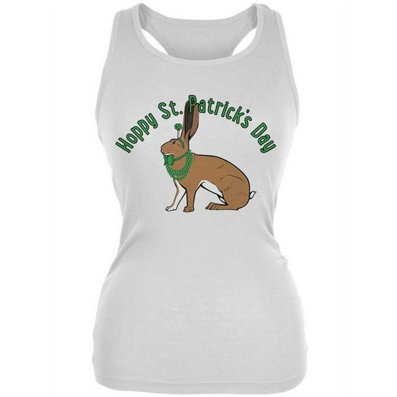 St. Patrick's Day Irish Hare Rabbit Pun Juniors Soft Tank Top White X-LG
