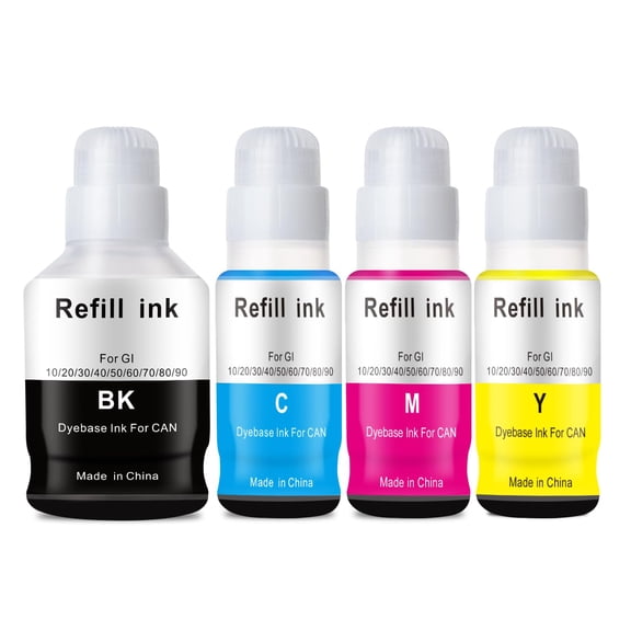 Compatible Canon GI-20 GI20 Refill Ink Kit for PIXMA G5020 G6020 G7020 MegaTank Printers,4-Pack (BK C M Y) Inkjet Printer Ink