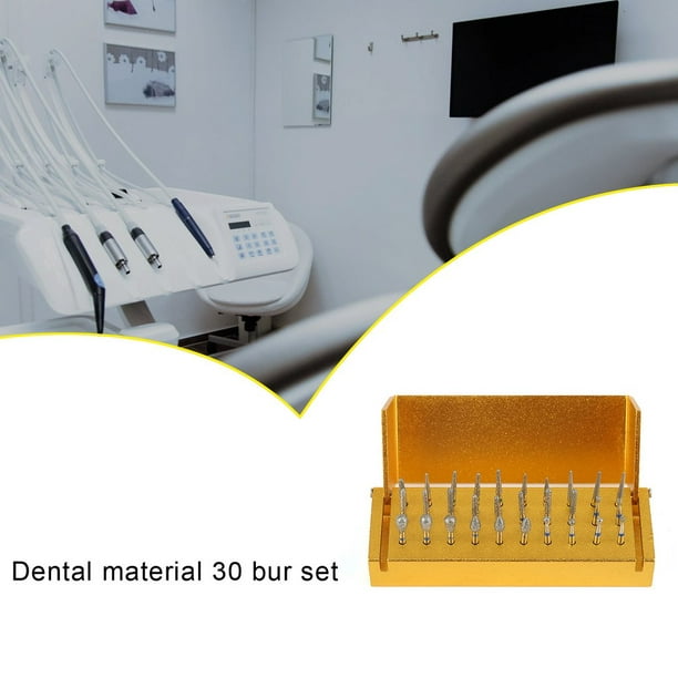 30Pcs Dental Diamond Burs Drill + Disinfection Block High Speed Handpieces  Tools Holder For Teeth Whitening 