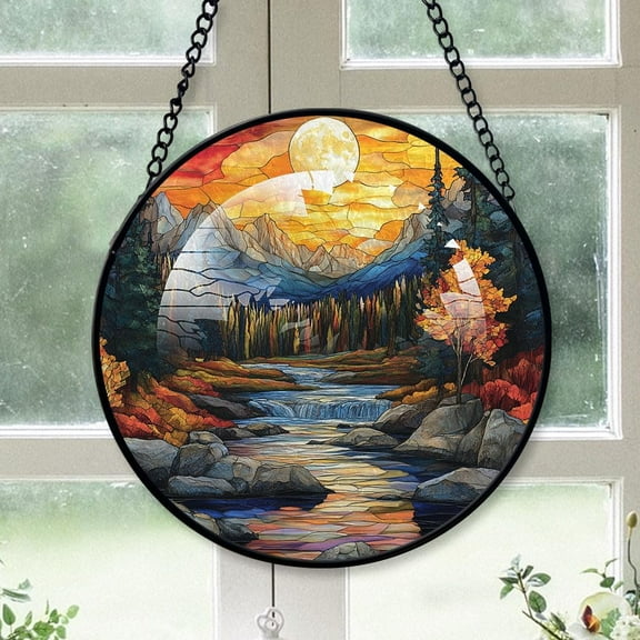Personalized River Suncatcher Stained Glass, River Stained Glass Window Hanging River Sun Catchers Indoor Window Décor gh7t4n