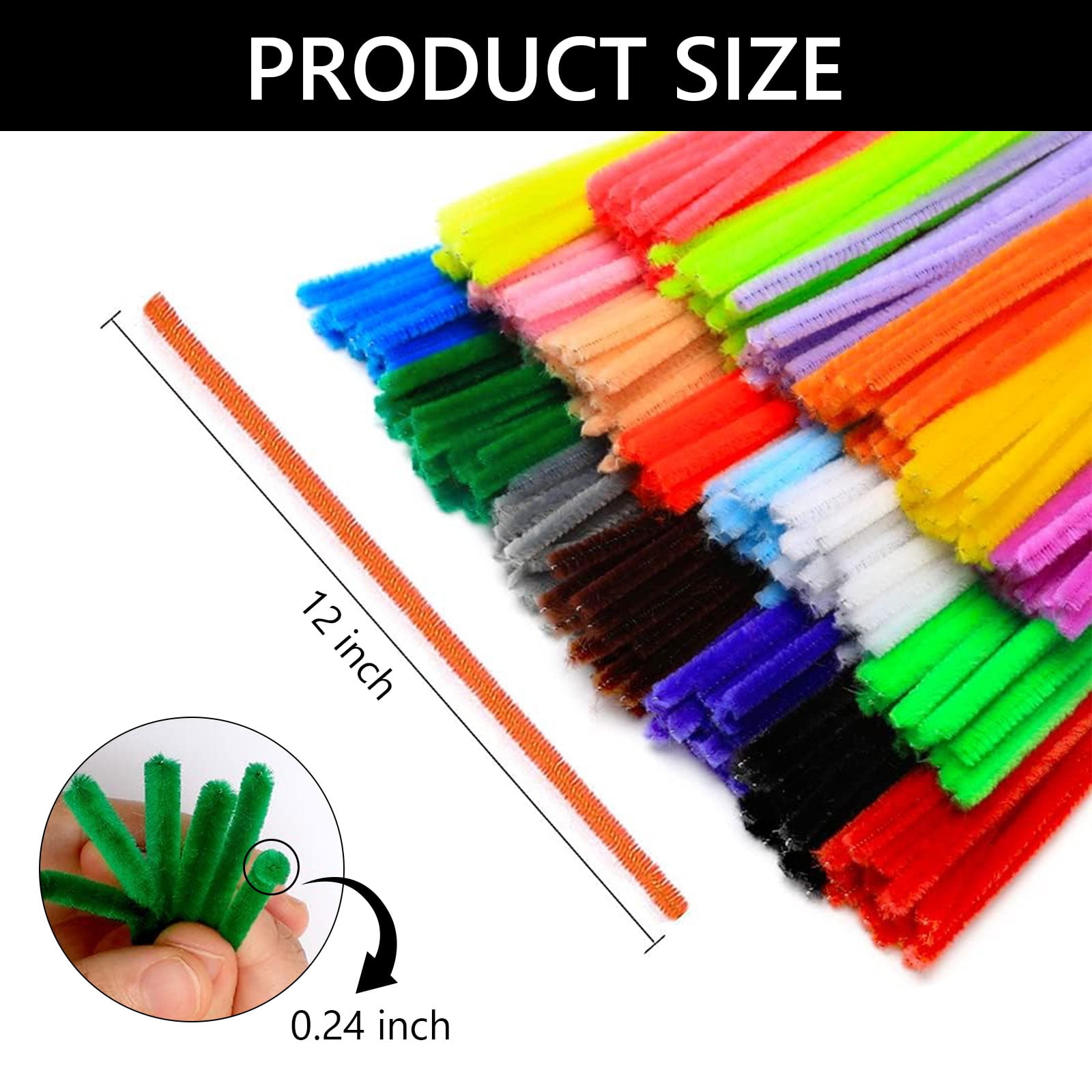 Tripumer 300 Pcs Pipe Cleaners Multicolor Chenille Stems Polyester Coated Wire Material for DIY Art Creative Craft Decorations