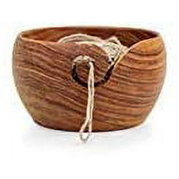 Nagina International Sanded Wood Yarn Storage Premium Knitting Crochet Wool Bowl | Arts Crafts & Sewing Accessories Bowl (Small)