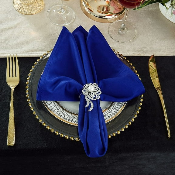 Wedding Linens Inc. (10pcs) Scuba Wrinkle Free 20" x 20" Napkins - Royal Blue