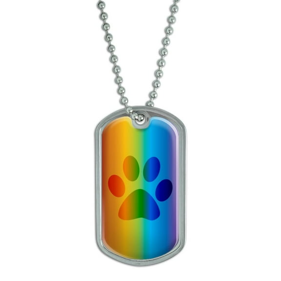 Rainbow Paw Print Dog Tag