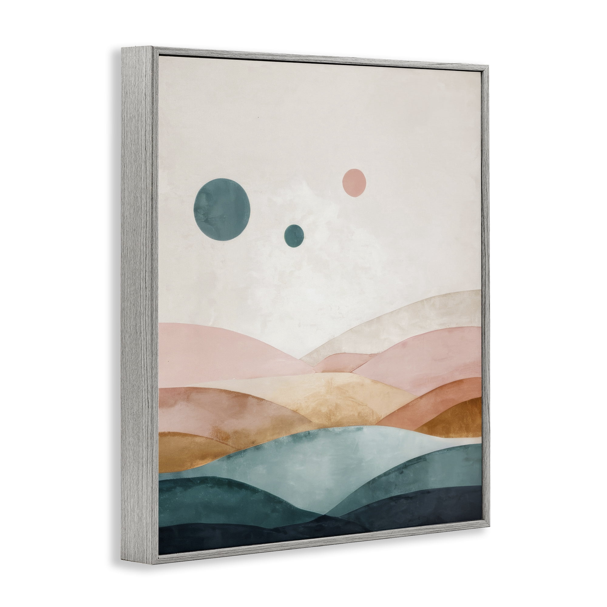 Stupell Industries Spheres Above Desert Landscape Painting Gray Framed Art Print Wall Art, 16 x 20