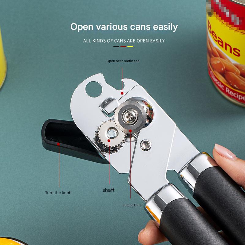 Juluva Classic Multifunction Can Opener and Bottle Opener Easy to Use, Razor Sharp Stainless Steel Cutting Wheel, Soft Ergonomic Handles
