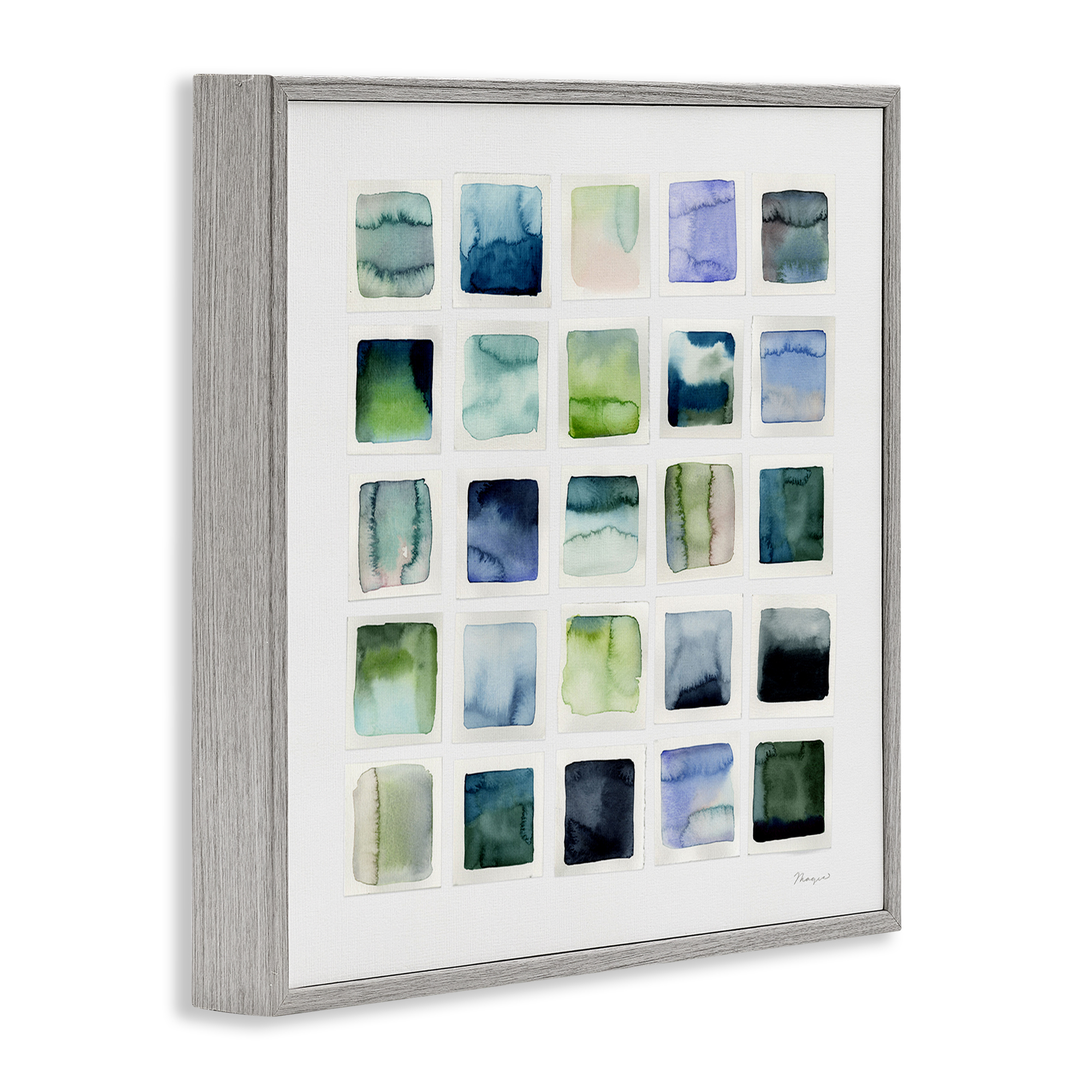 Stupell Industries Watercolor Patterned Squares Abstract Painting Gray Framed Art Print Wall Art, 17 x 17