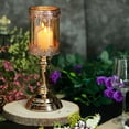 thumbnail image 2 of Efavormart 13" Tall | Gold Lace Design Amber Glass Hurricane Candle Holder Table Centerpiece For Weddings Birthday Parties, 2 of 11