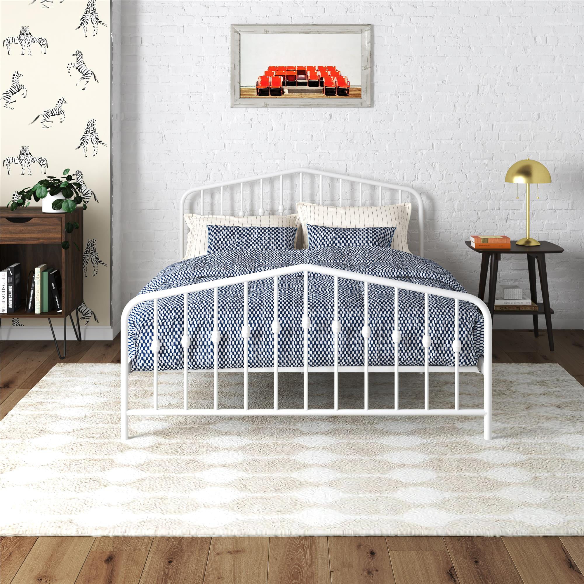 Novogratz Bushwick Metal Bed, Full, Off White
