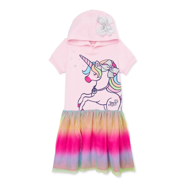 Jojo Siwa Girls Hooded Cosplay Dress with Tulle Skirt, Sizes 4-16