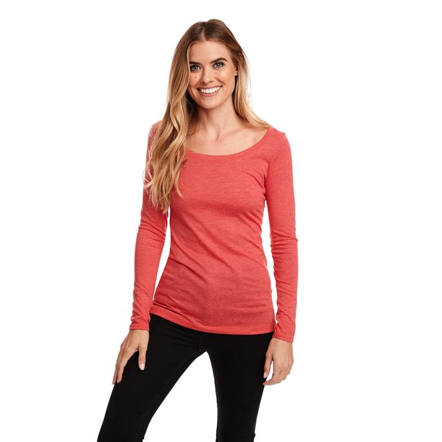 Escote redondo de manga larga Triblend para mujer VINTAGE RED 2XL Ropa de siguiente nivel 6731