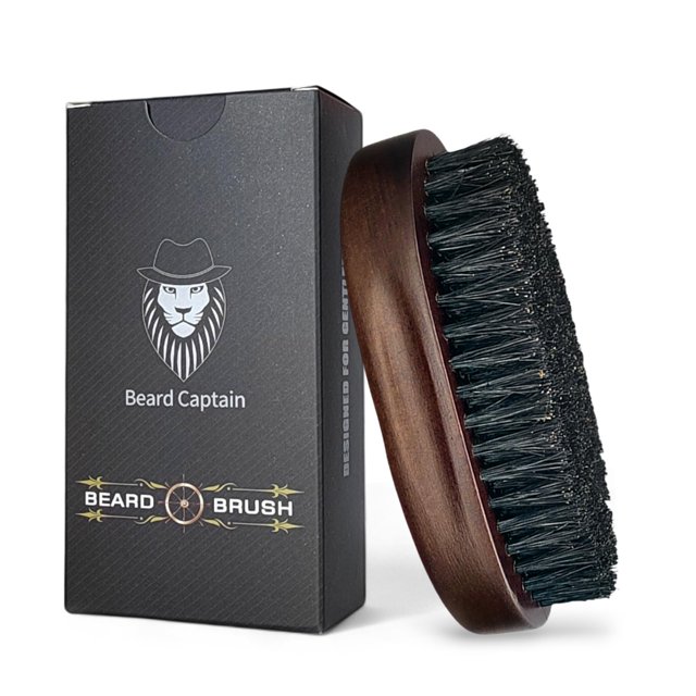 Cepillo para barba Beard Captain, 100% cerdas de jabalí, madera vintage