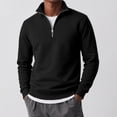 thumbnail image 2 of JULMCOMO Quarter Zip Pullover Sweatshirt for Men Solid Color Stand Collar Long Sleeve Casual Athletic Tops for Fall Winter Black 3XL, 2 of 8