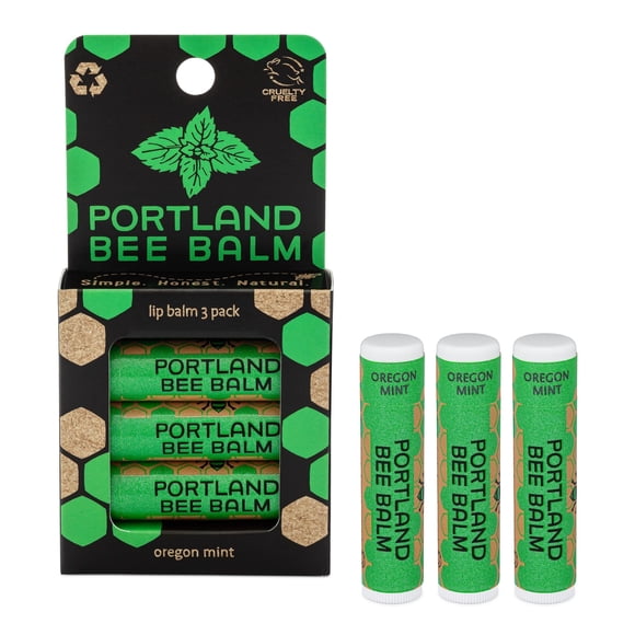 Portland Bee Balm Bálsamo labial natural hecho a mano a base de cera de abejas Oregon Mint 3 unidades