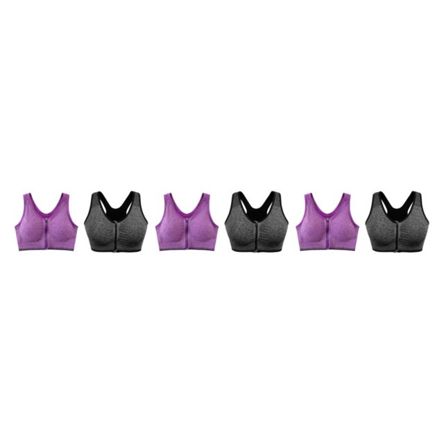 kurtrusly 2pieces Versatile Performance With Wide Application Sports Bra Seamless gray+purple M 3Set