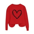 thumbnail image 5 of BLVB Chandail à Col Rond pour Femmes, Imprimé de Cœur, Manches Longues, Mignon, Coupe Ample, Léger, Hauts d'Automne, Cadeaux de la Saint-Valentin, 5 of 5