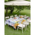thumbnail image 3 of Easter Rabbits Outdoor Tablecloth - 60x120 Inch Rectangle Dining Table Cover, Watercolor Eggs Flowers Butterflies Purple Plaid Waterproof Outdoor Table Cloth with Umbrella Hole & Zipper for Patio, 3 of 7