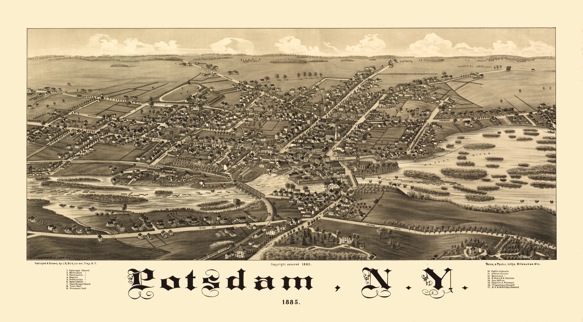 Potsdam New York Burleigh 1885 23.00 x 41.68 Matte Canvas