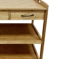 thumbnail image 3 of Walter Kitchen Bar Cart- 2 Drawers- 2 Shelves- Brown Bamboo- Rolling Wheels, 3 of 6