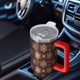 thumbnail image 6 of Brown Christmas Snowflake Pattern Tumbler with Handle and Lid,40oz Double Wall Vacuum Insulated Tumbler,Cups Gift for Women and Men, 6 of 7