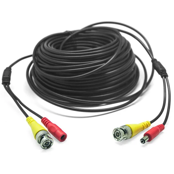 20M Cctv Camera Dvr Video Power Surveillance Bnc Rca 60Ft Cable Monitor Cord Bk