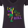 thumbnail image 4 of Inktastic Let the Good Times Roll Mardi Gras Jester Women's V-Neck T-Shirt, 4 of 5