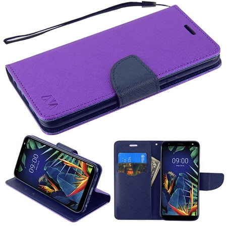 LG K40 Wallet Case Book Flip Cover and [Credit Card Slot] Magnetic Closure Phone Case Leather Flip Wallet Cover Stand Pouch Book with Hand Strap / Lanyard Card Holder PURPLE Cover for LG K40 (Best Signup Bonus Credit Cards 2019)