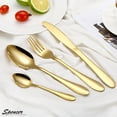 thumbnail image 2 of Spencer Rainbow Buffet Flatware Set, 4 Piece Stainless Steel Dinner Steak Knife Fork Tea Spoons Utensils Cutlery Service for 1 "Gold", 2 of 5