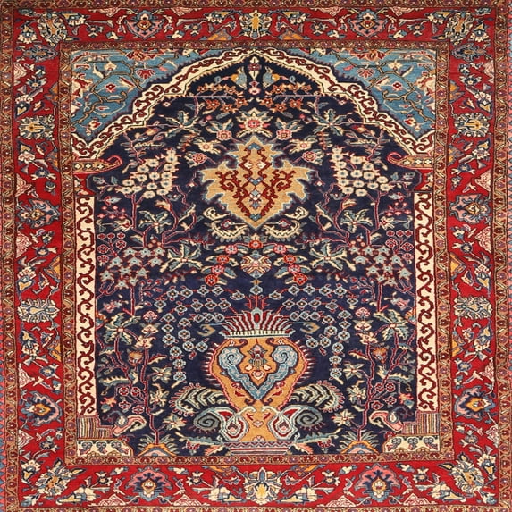 Ahgly Company Machine Washable Indoor Square Traditional Saffron Red Area Rugs, 7' Square