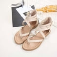 thumbnail image 5 of Womens Flat Sandals- Casual Open Toe Roman Summer Slide Sandals #795 Khaki, 5 of 6
