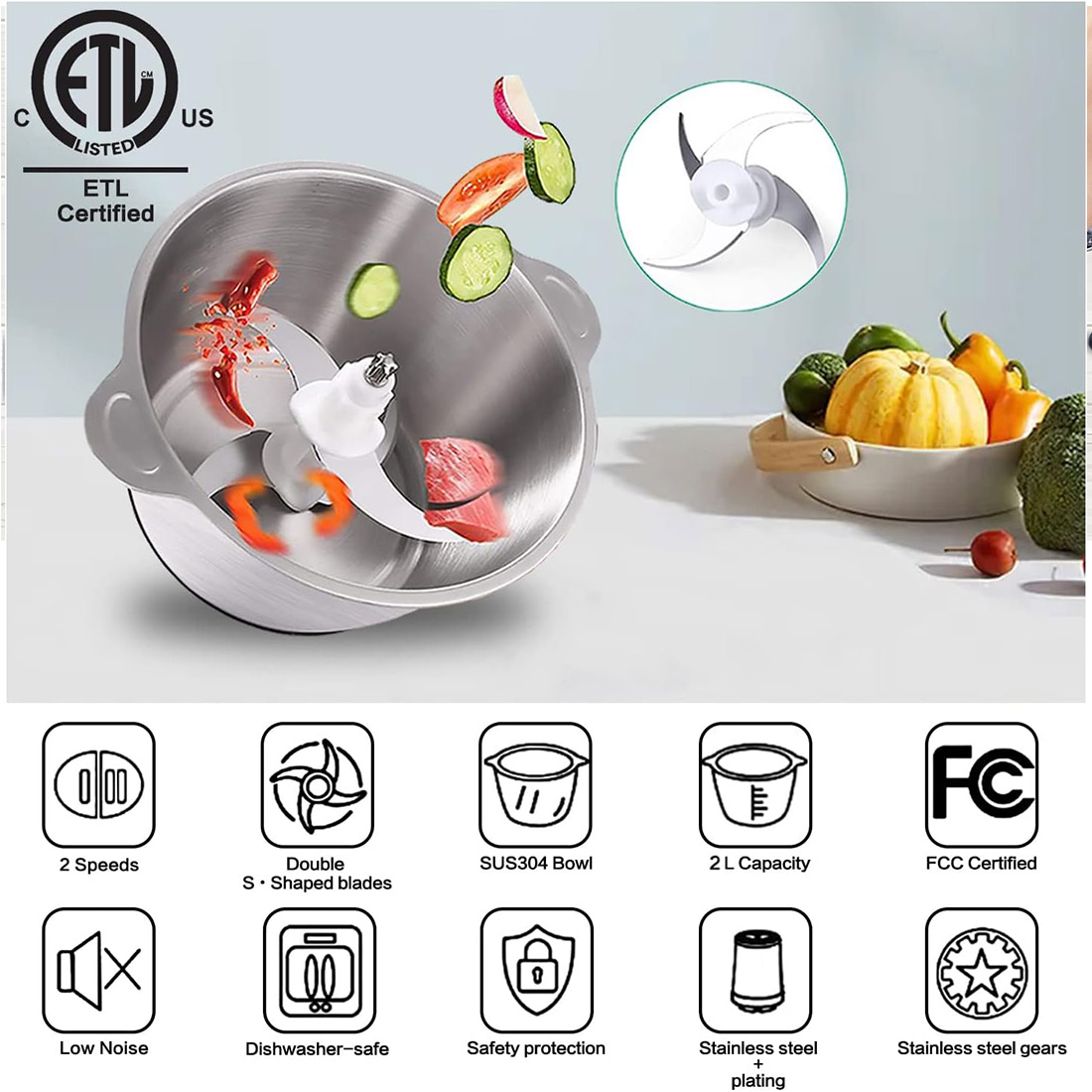DEISNGB 400W Electric Meat Grinder, 8-Cup Capacity photo 6