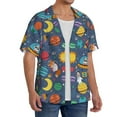 thumbnail image 2 of Uemuo Cartoon Space Pattern Cotton Linen Short Sleeve Shirts,Casual Lightweight Button Down Shirts,Vacation Beach Summer Tops-XX-Large, 2 of 7