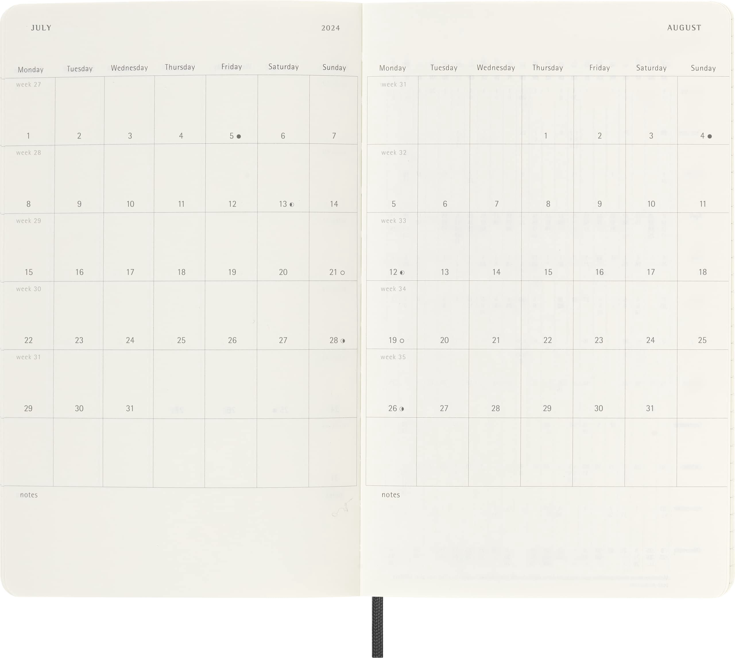 Moleskine Classic 18 Month 2023-2024 Weekly Planner, Soft Cover, Large (5" x 8.25"), Black