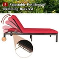 thumbnail image 3 of Patiojoy 2-Person Patio Rattan Recliner Chair Chaise Lounge Daybed with Wheels & Cushion Red, 3 of 7