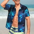 thumbnail image 7 of Logiee Futuristic Blue Light Wolf Print Mens Hawaiian Shirts,Loose-Fit Short Sleeve Button Down Tropical Aloha Beach Shirt,Summer Vacation Wedding Tops,Medium, 7 of 7