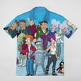 thumbnail image 2 of Futurama Characters Men's Casual Button-Down Shirts Summer Short Sleeve Tee Shirt Daily Hawaiian Beach Shirt Top With Pocket, 2 of 9