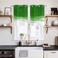 thumbnail image 2 of 2 Panels Kitchen Tier Curtains 39 Inch Length, Ombre Green Waves Grommets Window Treatment Curtain, Abstract Art Gradient Modern Thermal Curtains Drapes for Living Room/Bathroom, 2 of 9