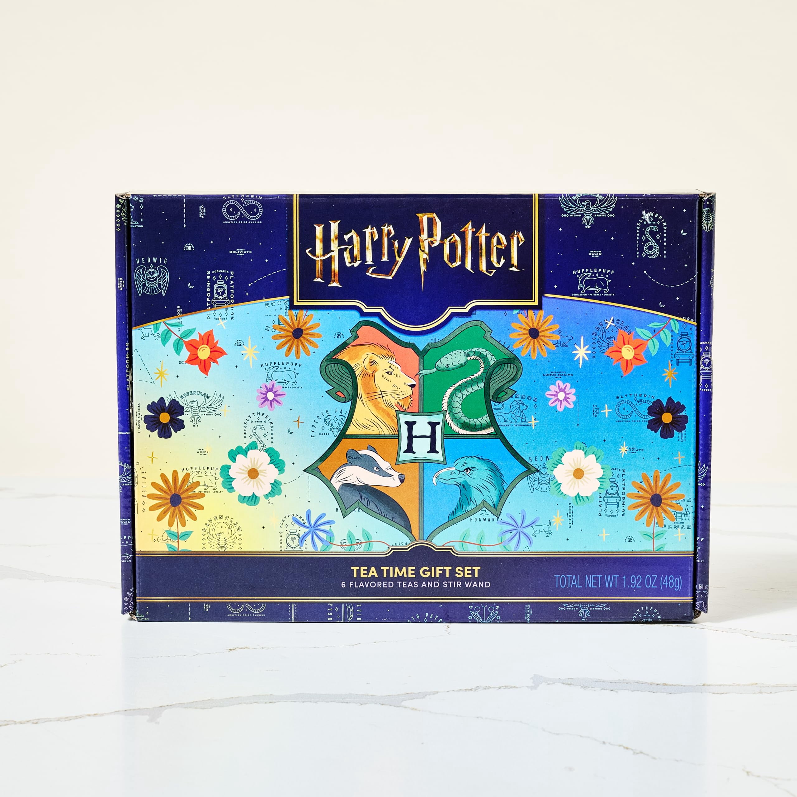 Thoughtfully HARRY POTTER Tea Assortment Gift Set, Includes Stir Wand and 48 Black and Green Tea Bags in 6 Flavors
