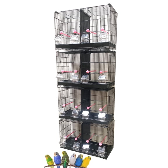Lot of 4 of Stack & Lock Double Breeding Breeder Flight Bird Quail Cages with Both Center Wire and Solid Dividers Side Breeding Nest Doors