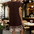 thumbnail image 6 of Taqqpue Women Summer Dress Casual Solid Color Scoop Neck Short Sleeve Sundress Flowy Swing Lace Plus Size Dress Beach Vacation Maxi Dress for Women, 6 of 7