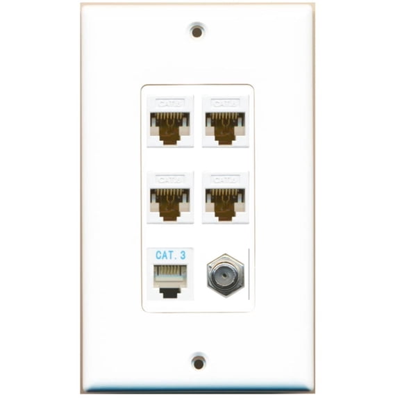 Ultra Spec Cables 4 Port Cat6 Ethernet Coax Phone Wall Plate DecorZ