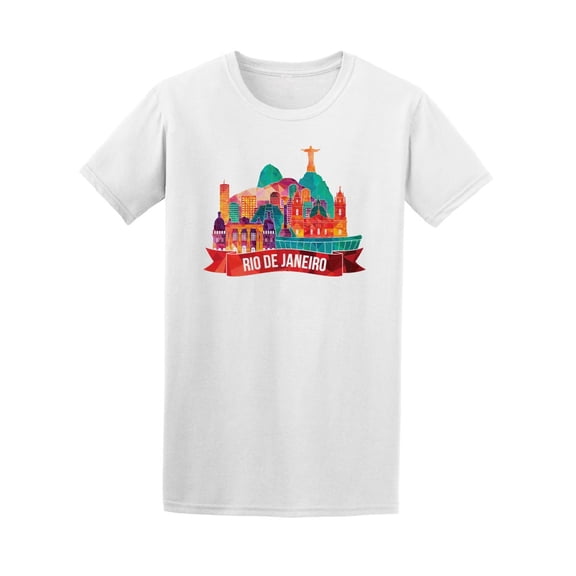 Rio De Janeiro Brazil Skyline T-Shirt Men -Image by Shutterstock, Male Small